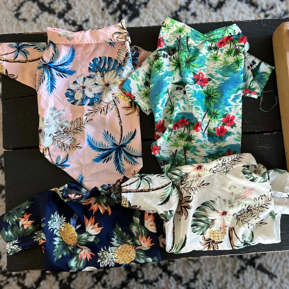Tropical Print Dog Shirts Set - 4 PC. Lot S/M - Picture 2 of 14
